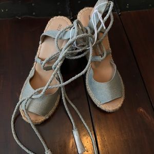 Merona Light Denim Lace Up Espadrilles NWT